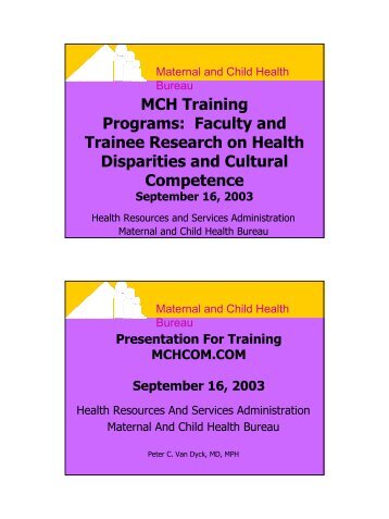 MCH Training Programs: Faculty and Trainee Research on ... - HRSA