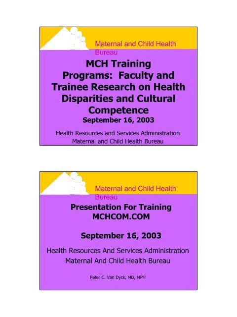 MCH Training Programs: Faculty and Trainee Research on ... - HRSA