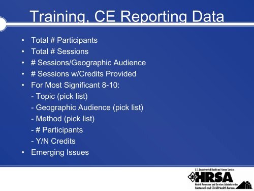 MCH Training Program Performance Measures - HRSA