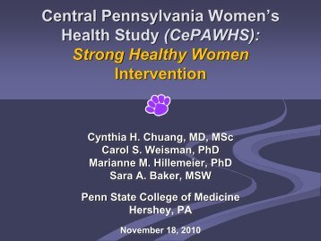 Central Pennsylvania Womens Health Study (CePAWHS) - HRSA