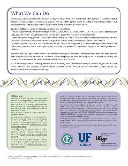 Hormone Disruptors and Women's Health: Reasons for Concern [PDF]