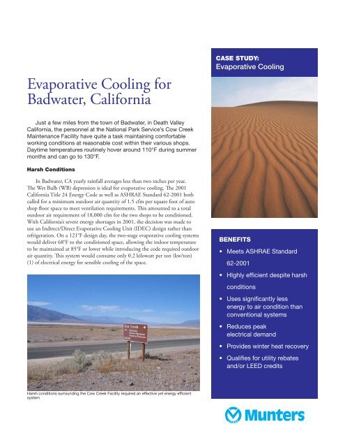 Evaporative Cooling for Badwater, California - Munters