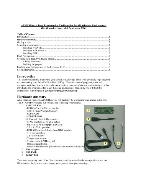 AT90USBKey Basic Programming and Configuration