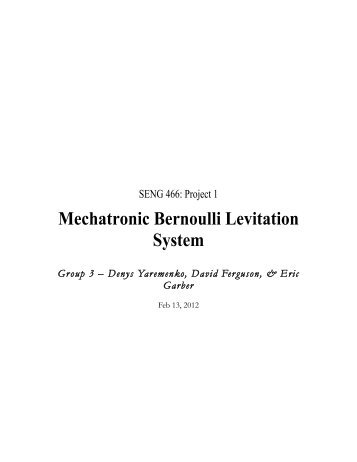 Mechatronic Bernoulli Levitation System - Department of Computer ...