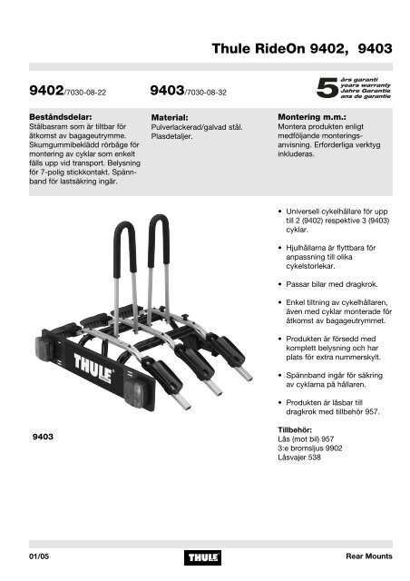 Thule RideOn 9402, 9403 - Mekonomen