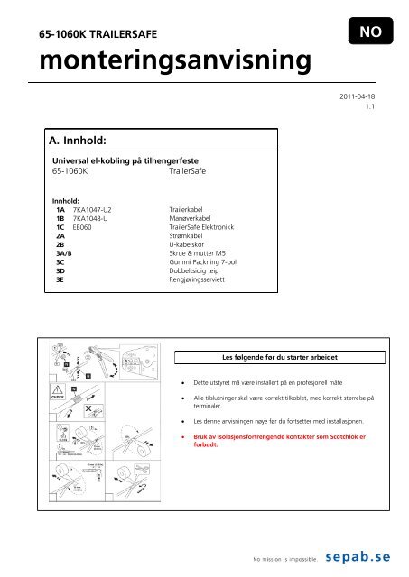 65-1060K TRAILERSAFE monteringsanvisning - Mekonomen