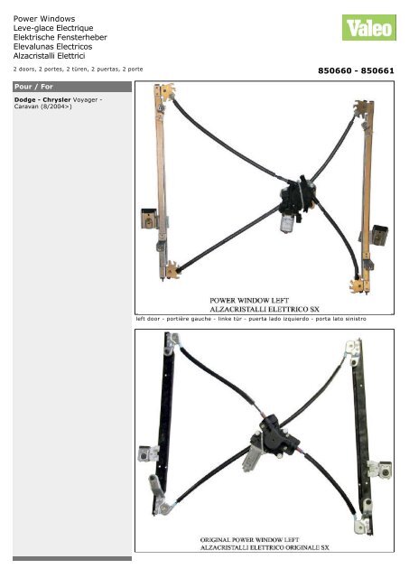 Power Windows Leve-glace Electrique Elektrische Fensterheber