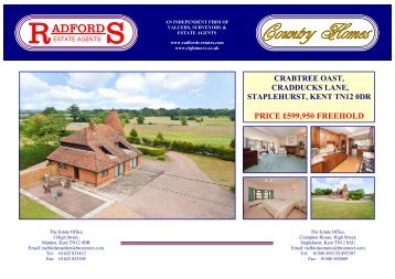 crabtree oast, cradducks lane, staplehurst, kent tn12 0dr