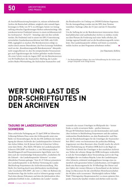 ARCHIVAR 109 - Archive in Nordrhein-Westfalen