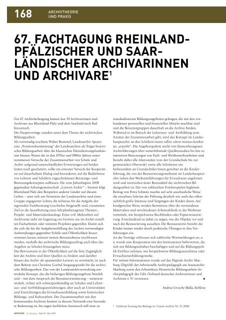 ARCHIVAR 209 - Archive in Nordrhein-Westfalen
