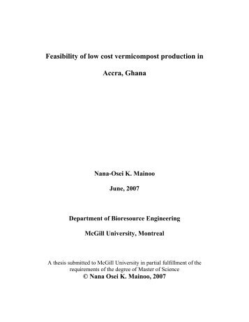 Feasibility of low cost vermicompost production in ... - McGill University