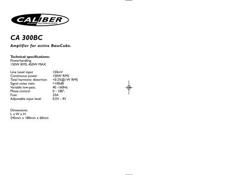 CA 300BC/Manual - Caliber Europe