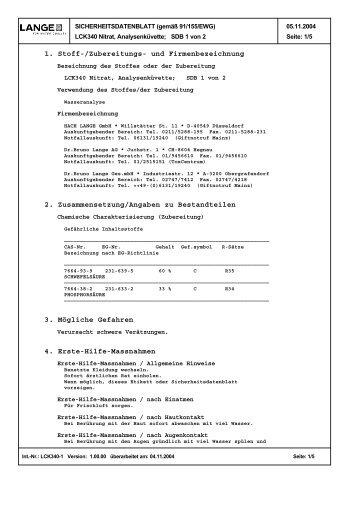 Sicherheitsdatenblatt