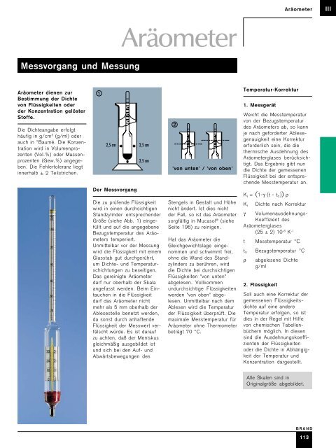 Bestimmung der Dichte einer Flüssigkeit - Messung mit einem Aräometer