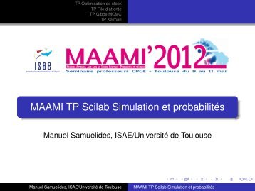 MAAMI TP Scilab Simulation et probabilités - Websites de l'ISAE