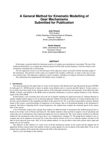 A General Method for Kinematic Modelling of Gear Mechanisms ...