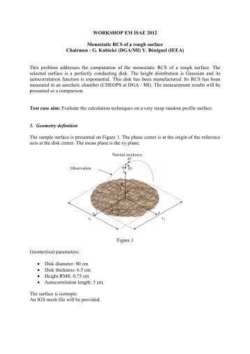 WORKSHOP EM ISAE 2012 Monostatic RCS of a rough surface ...