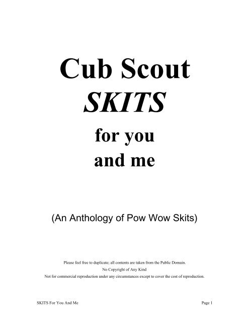 Cub Scout SKITS - for you and me