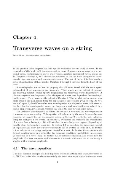 Transverse waves on a string - People.fas.harvard.edu