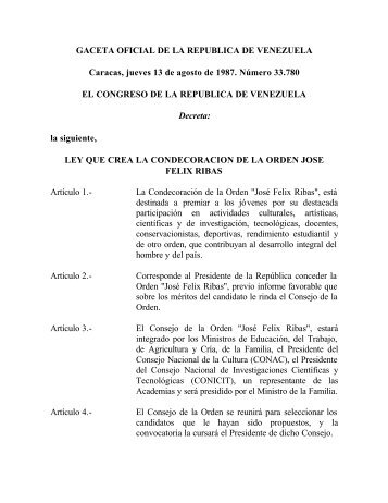 Orden "José Felix Ribas" - Justia