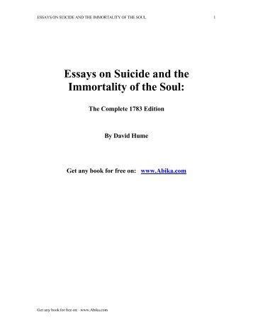 Essays on Suicide and the Immortality of the Soul: - WebRing