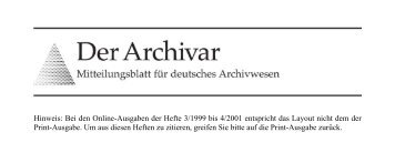 Der Archivar, Heft 1, 2001 - Archive in Nordrhein-Westfalen