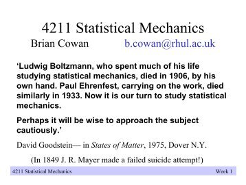4211 Statistical Mechanics - WebRing