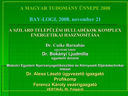 Dr. Alexa László - BAY-LOGI