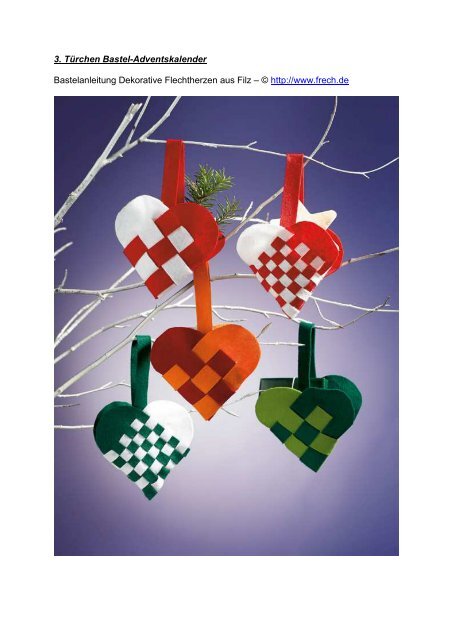 3 Turchen Bastel Adventskalender Bastelanleitung Flechtherzen