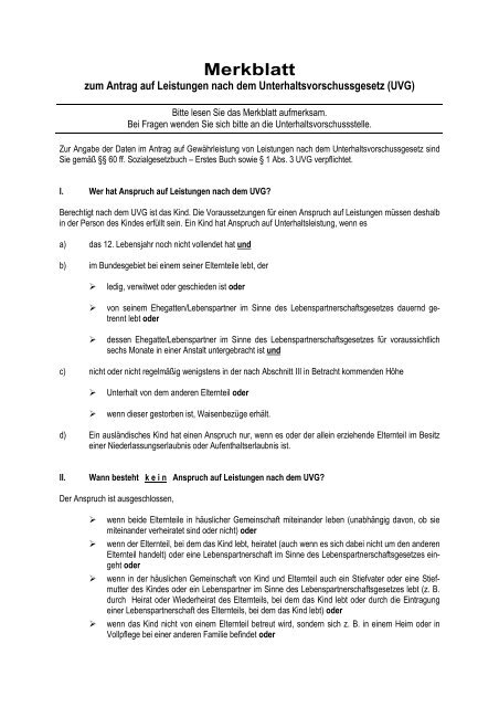 Merkblatt zum Antrag auf Leistungen nach dem UVG ...