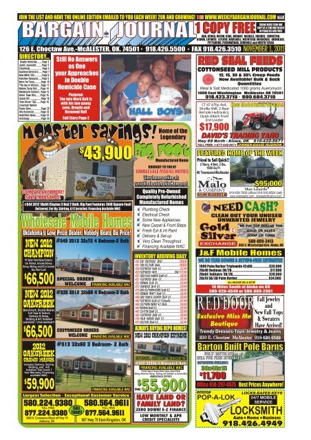 Wholesale Mobile Homes - The Weekly Bargain Journal