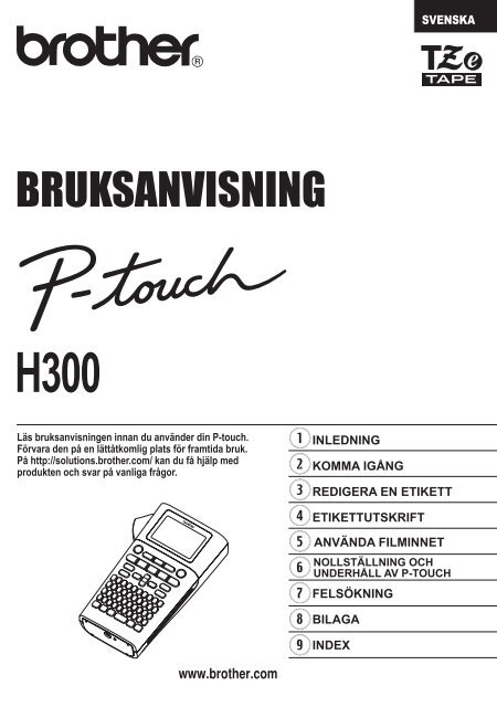 BRUKSANVISNING - Brother Solutions Center