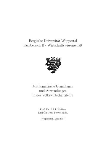 Mathematische Grundlagen und Anwendungen in der VWL