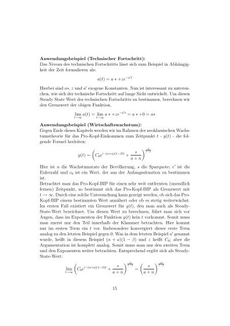 Mathematische Grundlagen und Anwendungen in der VWL