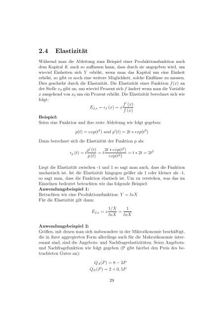 Mathematische Grundlagen und Anwendungen in der VWL