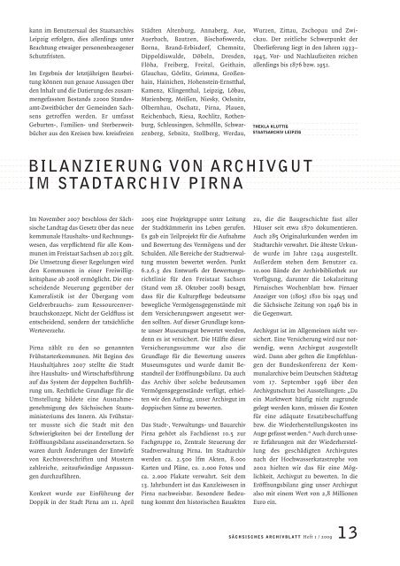 SÄCHSISCHES ARCHIVBLATT - Archivwesen - Freistaat Sachsen