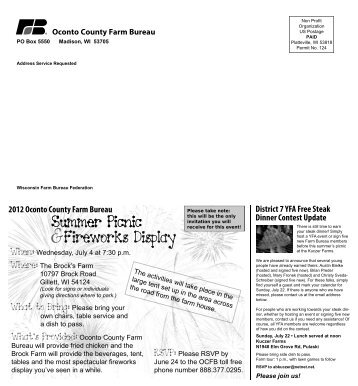 Oconto Newsletter May 2012 - Wisconsin Farm Bureau Federation