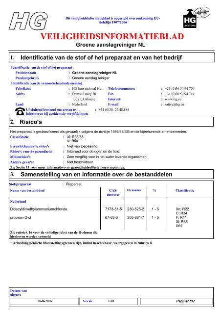 7862 Groene aanslagreiniger NL (Nederlands (NL)) MSDS ...