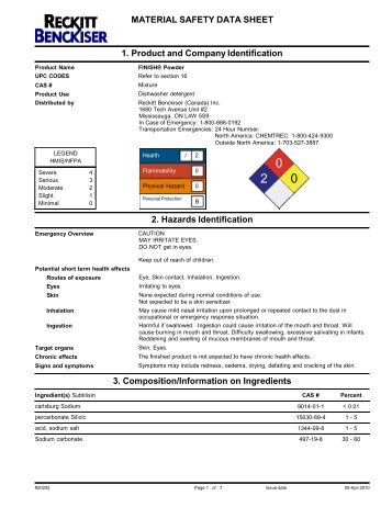 MATERIAL SAFETY DATA SHEET 1. Product ... - Reckitt Benckiser