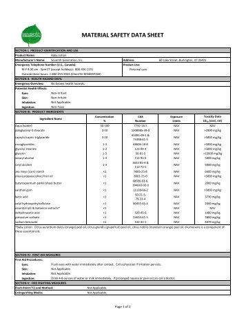 Baby Lotion MSDS - GreenCupboards