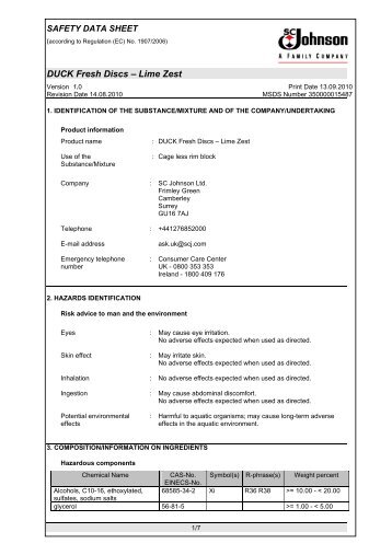 air discs freshener (accord DATA SHEET SAFETY air discs freshener (accord DATA SHEET SAFETY