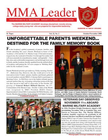 UNFORGETTABLE PARENTS WEEKEND... - Marine Military Academy