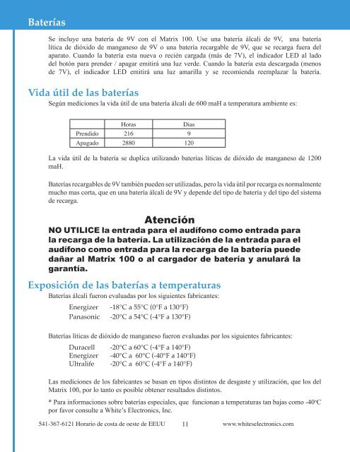 Baterías - White's Metal Detectors