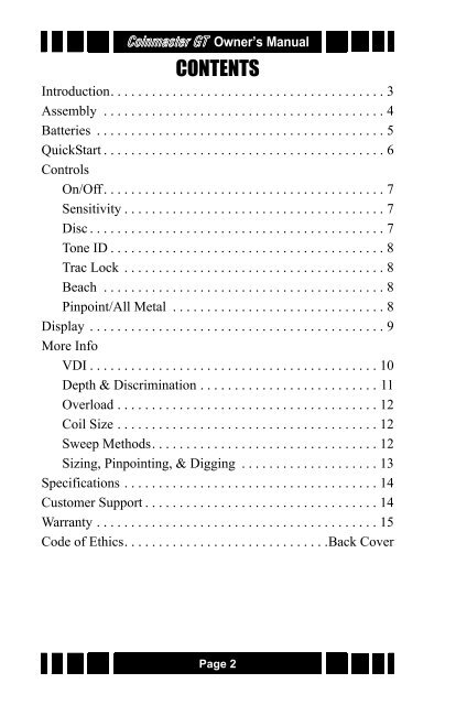 Coinmaster GT Instruction Manual.pdf - White's Metal Detectors