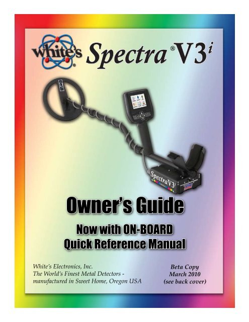 Spectra V3i Owner's Guide - White's Metal Detectors