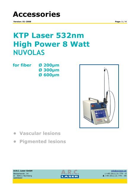 Accessories KTP Laser 532nm High Power 8 Watt ... - ARC Laser