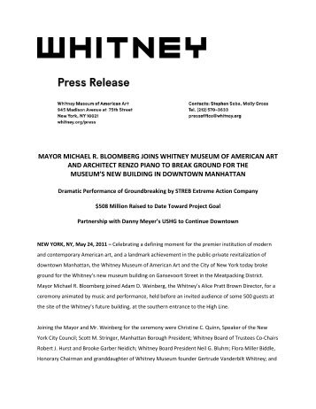 Mayor Bloomberg Joins Whitney Museum for Downtown ...