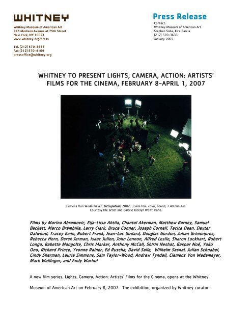 Press Release - Whitney Museum of American Art