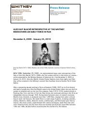 Press Release - Whitney Museum of American Art