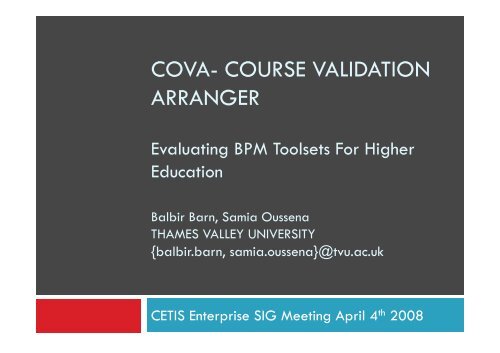 COVA- COURSE VALIDATION ARRANGER - CETIS Wiki